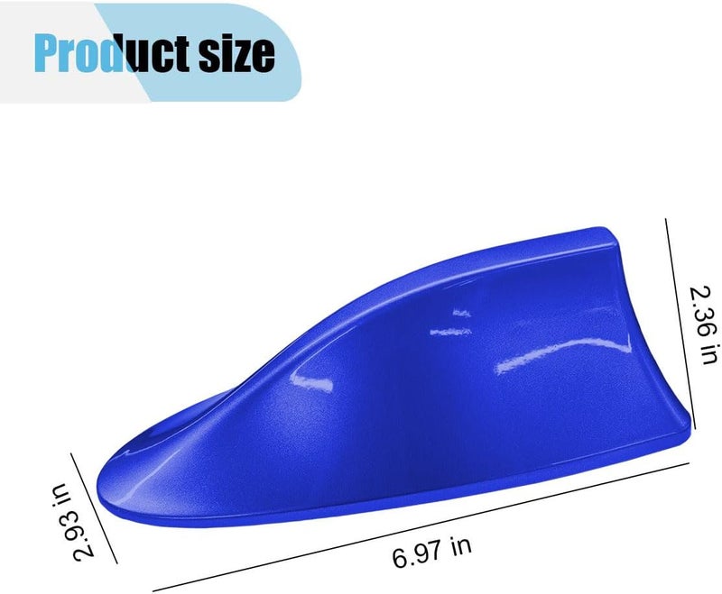 LHDOS Car Shark Fin Antenna Cover, Plastic Automotive Signal Roof Aerial Base Cover with Adhesive Tape, Universal Vehicle Decorative Replacement Accessories for Car Truck SUV (Blue) - Image 2